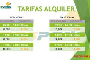 Precio del alquiler de una pista de pádel en España Precio del alquiler de una pista de pádel en España